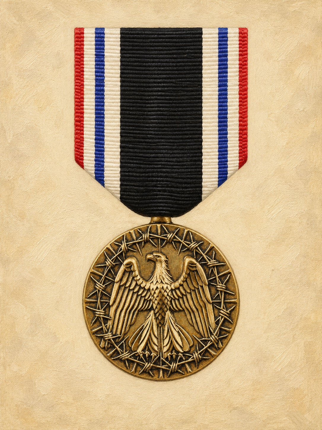 Prisoner of War Medal representing the wartime captivity of Willard James Hadjes