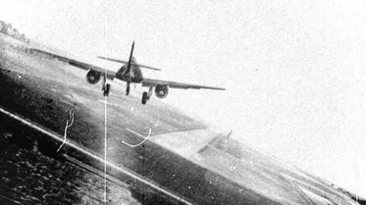 Messerschmitt Me 262 jet with its landing gear extended
